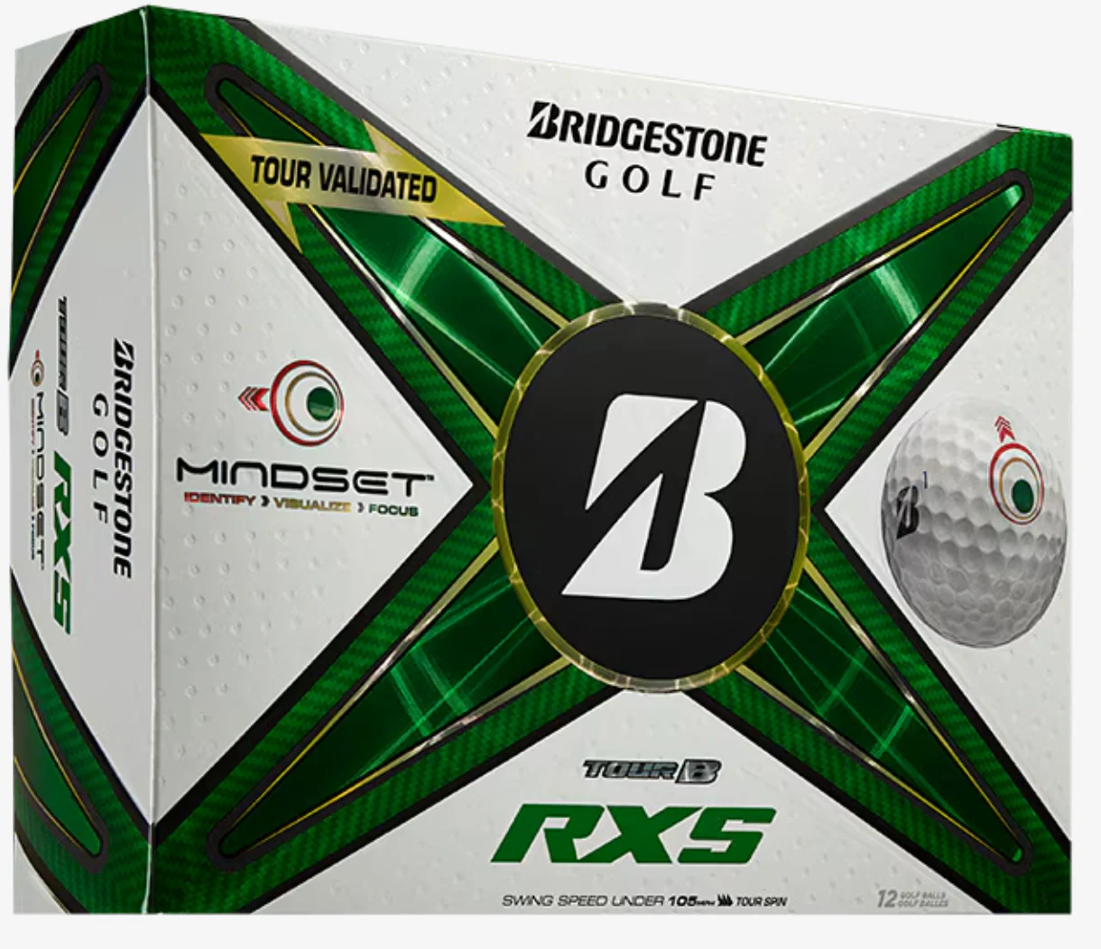BRIDGESTONE 2024 TOUR B RXS Mindset 12 Pack Golf Balls