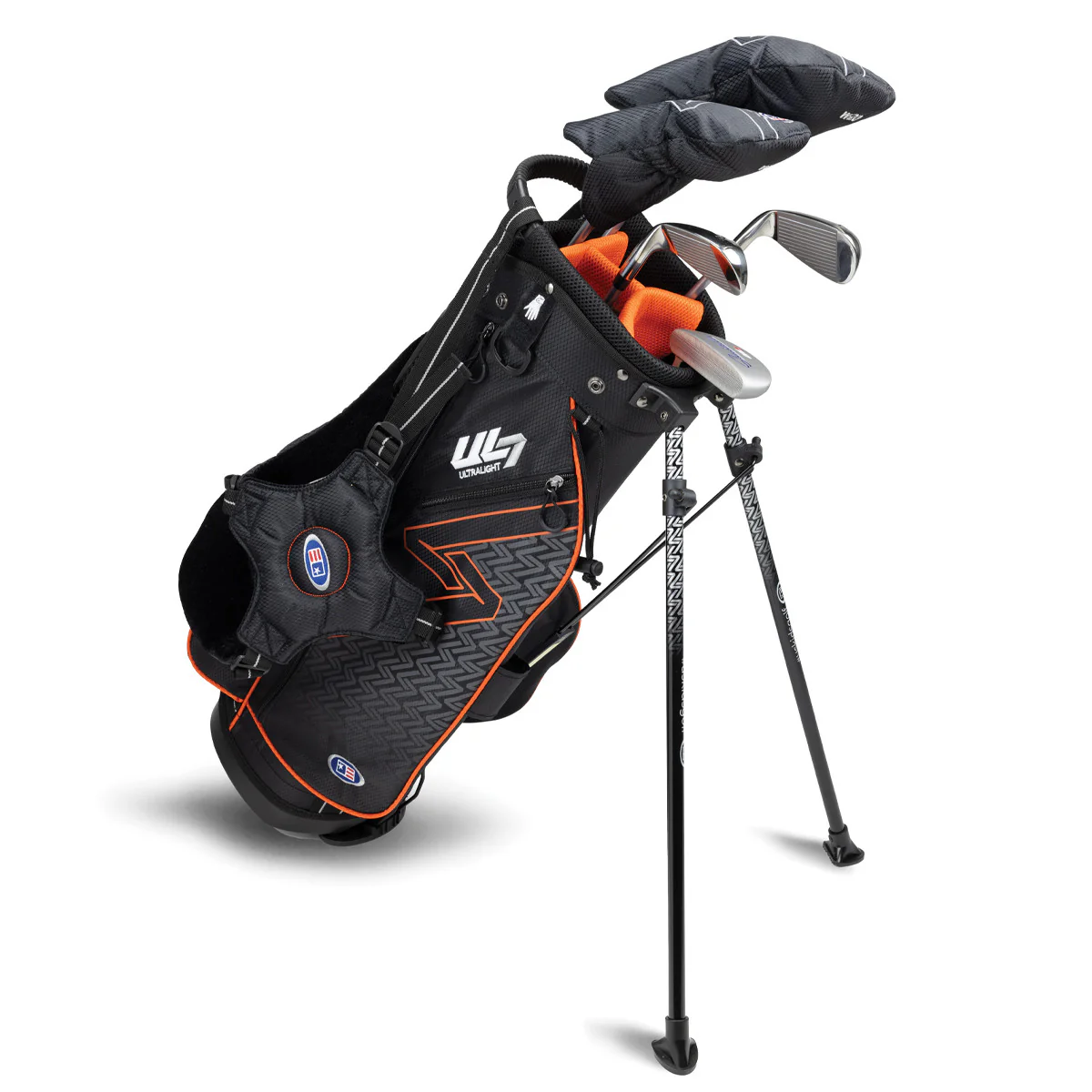 US Kids Golf Ultralight 7-51 5 Club Stand Set RH, Black/Orange - Image 3