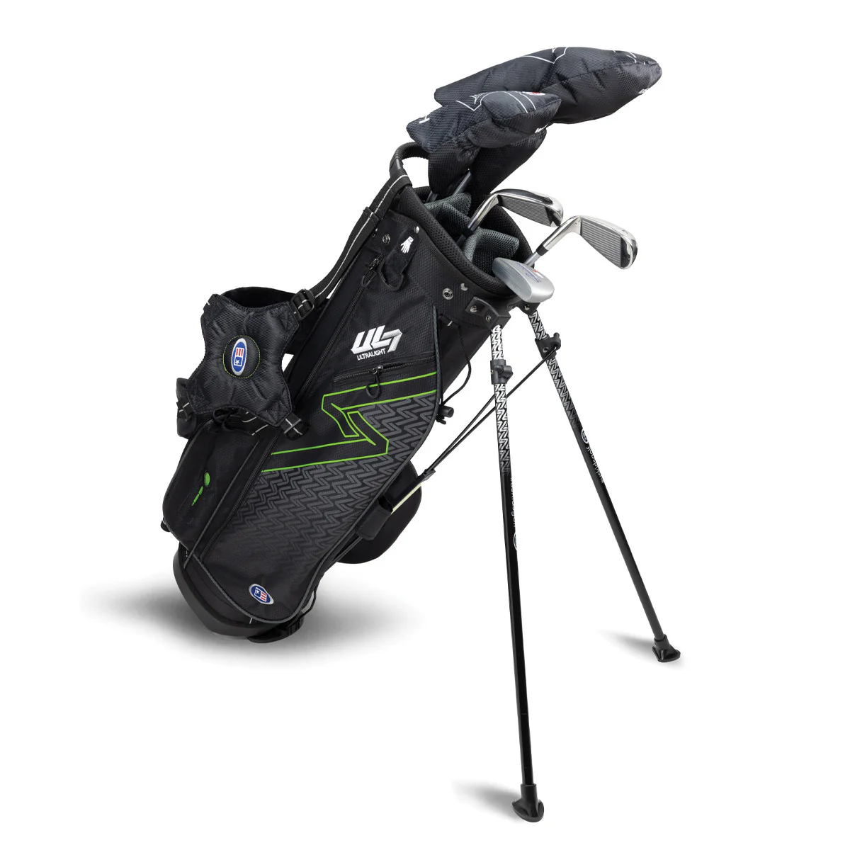 US Kids Golf Ultralight 7-57 5 Club Stand Set RH, Black/Green - Image 3