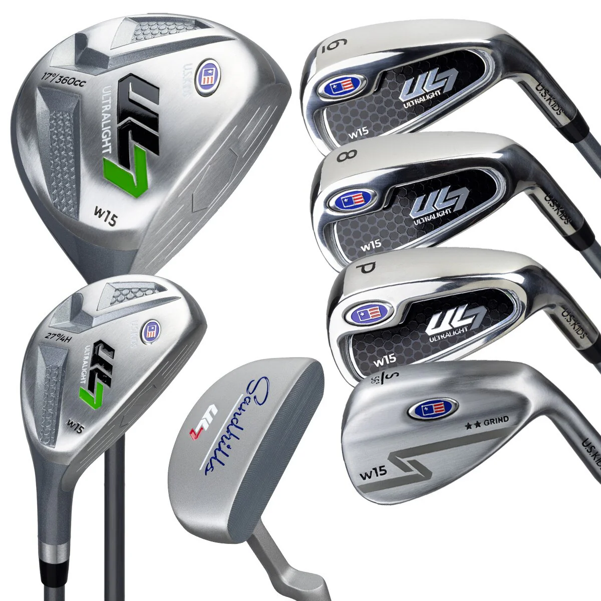 US Kids Golf Ultralight 7-57 7 Club Stand Set RH, Navy/Red - Image 3