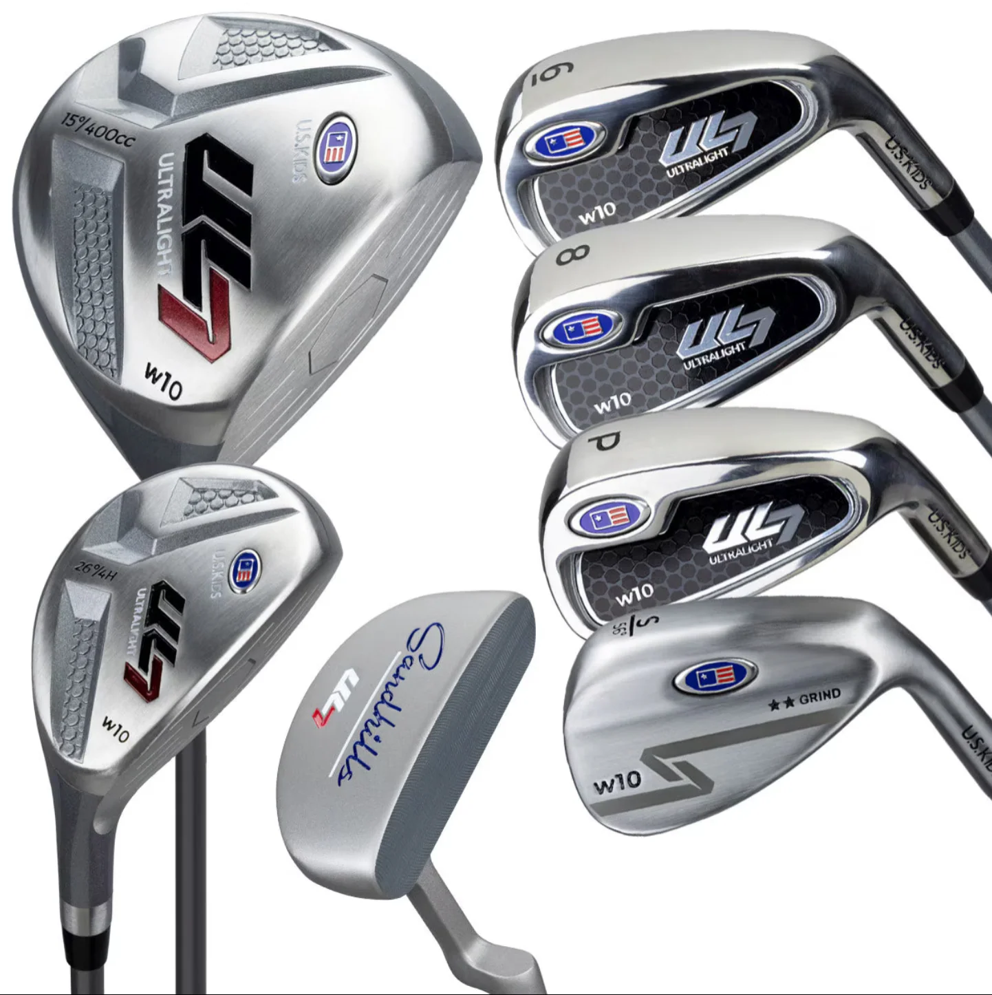 US Kids Golf Ultralight 7-60 7 Club Stand Set RH, Silver/ Navy Bag - Image 3